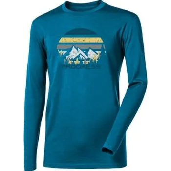 Pánská móda PROGRESS LOKI pánské triko dlouhý rukáv 100% merino vlna petrol melír XXL