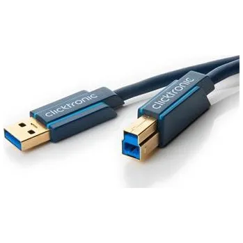 Kabel do PC ClickTronic HQ OFC USB3.0 kabel, A-B, zlacené konektory, 3m