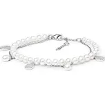 Perlový náramek z přírodních bílých perel a s řetízkem a zirkony GRP20213BW16