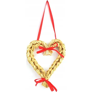 Vánoční dekorace Dommio Srdce ze slámy se stuhou hnědé