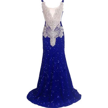 Dámské šaty Best Fashion Luxusní svatební šaty extra dlouhé Modrá L