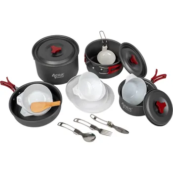 Sada nádobí Acra C22 camping set alluminium pro 3-4 osoby 05-C22