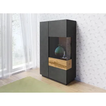 Obývací stěna Nízká vitrína Silke 4 - pravá - matera / dub wotan