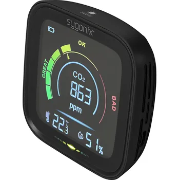 Sygonix teploměr a vlhkoměr S údajem CO2 černá