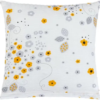 Povlak na dekorativní polštářek Bellatex Povláček krepový 40x40 cm Kytička šedá, žlutá