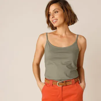 Dámské oblečení Blancheporte Top s úzkými ramínky z bio bavlny khaki 42/44