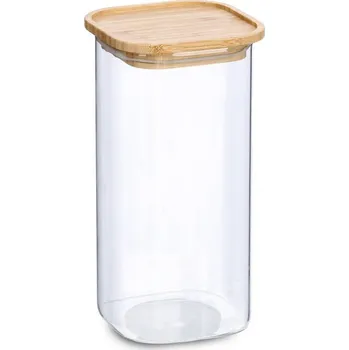 Dóza na potraviny Zavařovací Sklenice na uskladnění s bambusovým víčkem, 1600