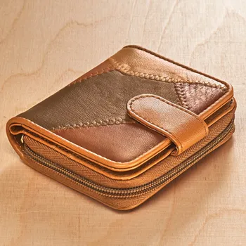 Peněženka 3Pagen Patchworková peněženka koňaková