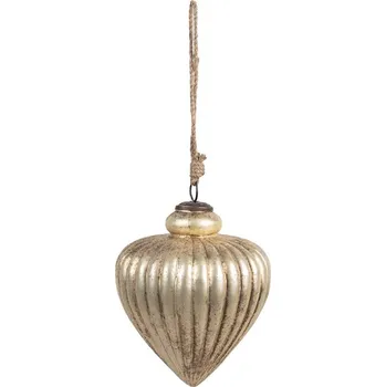 Vánoční dekorace Zlatá skleněná vánoční ozdoba s vroubky M - Ø 12*16 cm