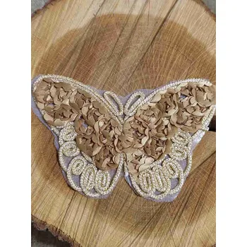 Textilní nažehlovací páska Nažehlovačka motýl s lurexem a flitry