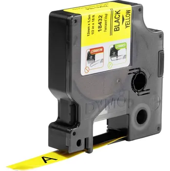 Kotouček do pokladny a tiskárny štítků páska do štítkovače DYMO IND RHINO 18432 vinyl Barva pásky: žlutá Barva písma:černá 12 mm 5.5 m