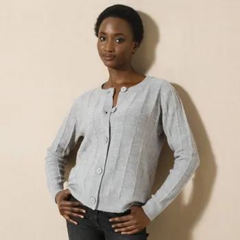 Dámský svetr Svetr s efektem pruhů šedý melír 34/36