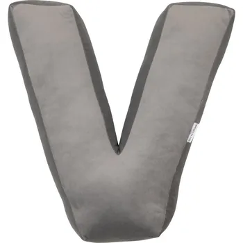 Polštář BETTY’S HOME Sametové písmeno Silver Grey V