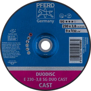 Brusný kotouč Pferd 62023100 | Kombinovaný řezný a brusný kotouč 230 x 3,8 x 22,23 mm, SG DUODISC CAST vypuklý Tvar 27