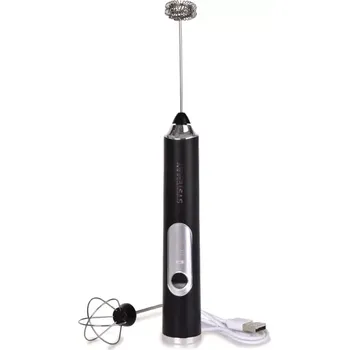 Šlehací metla DEDRA dobíjecí napěňovač mléka/metla na vejce, černý 2 v 1