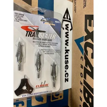 Hrot šipu Trailblazer Excalibur Broadheads 150 grain, ostré hroty pro šípy kuše Excalibur 3ks