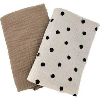 Dětské mušelínové pleny sada béžová černé puntíky | RTex