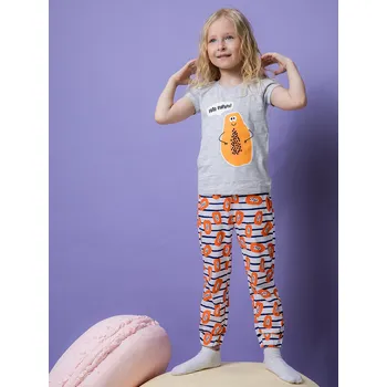 Dívčí pyžamo Dívčí pyžamo Papaya - šedý melanž/bílá 110