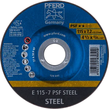 Brusný kotouč Pferd 62011634 | Brusný kotouč 115 x 7,2 x 22,23 mm, PSF STEEL