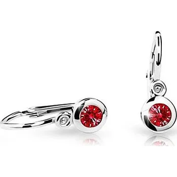 Šperk Cutie Kids Jewellery c1537-10-40-x-2 Dětské náušnice z bílého zlata na brizuru Cutie C1537 Ruby Dark – zlatý šperk ryzosti 585/1000 v Dárkovém balení s Certifikátem GBEWRB-00140