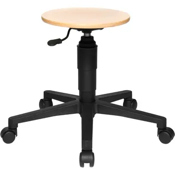 Pracovní stolička TopStar Tec60 Counter, plastová podnož, sedák z bukového dřeva