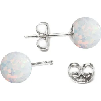 Náušnice NUBIS® Stříbrné opálové náušnice - 6 mm - NBP21-OP17