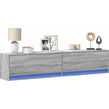 Televizní stolek vidaXL Nástěnná TV skříňka s LED šedá sonoma 180 x 31 x 38 cm