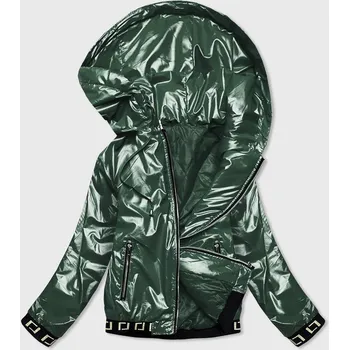 Krátká zelená dámská bunda s kapucí (B9787-10) odstíny zelené XL (42)