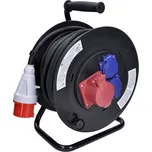 Maják Solight prodlužovací přívod na bubnu, 3 zásuvky, 400V + 230V, 25m gumový kabel 5x1,5mm2, IP44