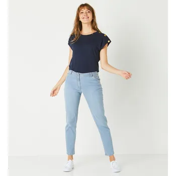 Dámské džíny Džíny mom, strečový denim sepraná modrá 40