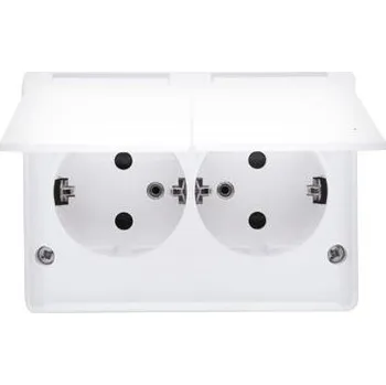 Elektrická zásuvka Simon EGSZ2NZB/11 Zásuvka dvojnásobná s clonkami Schuko s IP44 (kompletní výrobek) 16A 250V, šroubové svorky, bílá