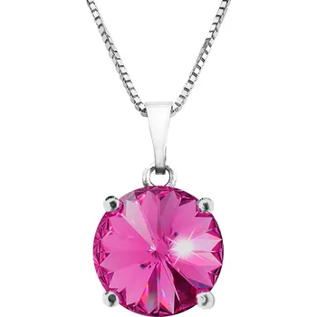 Módní doplněk JSB bijoux s.r.o. Stříbrný náhrdelník s přívěskem samostatné rivoli Swarovski Fuchsia (Stříbro 925/1000)
