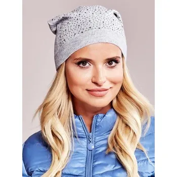 Čepice Dámská čepice s aplikací světle šedá