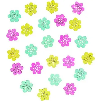 Výtvarná sada Dřevěné květy 2cm - žlutozelený mix 24ks