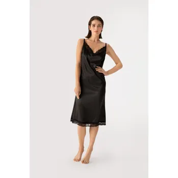 Dámské šaty MADELEINE - SATÉNOVÁ DLOUHÁ KOŠILE černá S/M