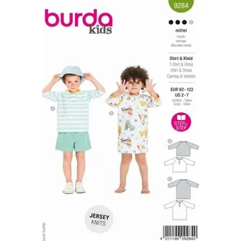 Volný čas Střih Burda číslo 9284 na tričko a šatičky pro malé děti -