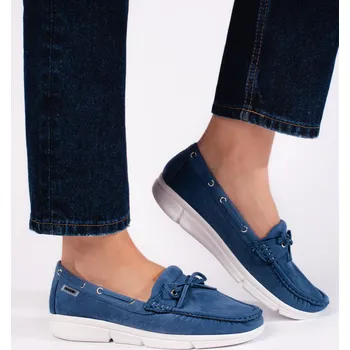 Dámské mokasíny Moderní mokasíny modré dámské bez podpatku 36