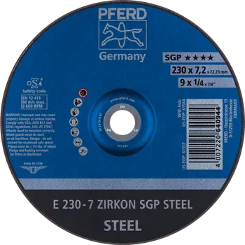 Brusný kotouč Pferd 62223737 | Brusný kotouč 230 x 7,2 x 22,23 mm, ZIRKON SGP STEEL