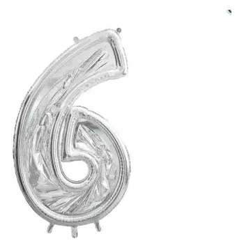 Balónek Forma číslo „6“ na latexové balóny, 126 cm, stříbrná