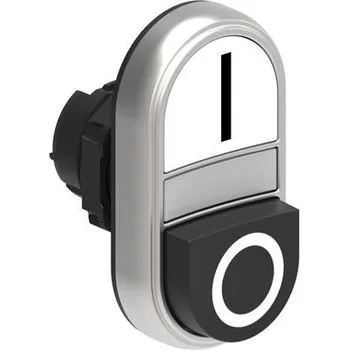 RC model auta LOVATO Electric LPCBL7224 Dvoutlačítková plastová hlavice bílá/černá se symboly I-O lícující vystouplý prosvětlený střed