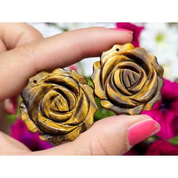 Drahý kámen Tygří oko květ růže broušená cca 34mm