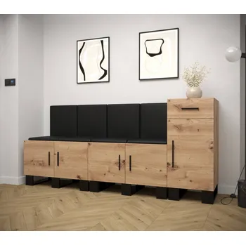 Botník Botník s komodou Artin 17 - dub Artisan Barva: Černá Ekokůže