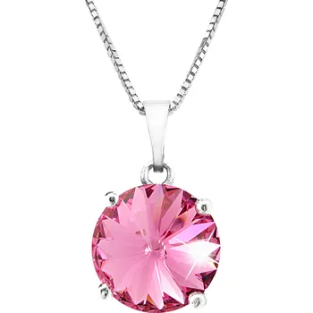 Módní doplněk JSB bijoux s.r.o. Stříbrný náhrdelník s přívěskem samostatné rivoli Swarovski Rose (Stříbro 925/1000)