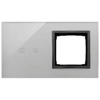 vypínač Simon DSTR220/72 Dotykové panely 2 moduly 2 horizontální dotykové pole, otvor pro příslušenství Simon 54, bouřková/antracit