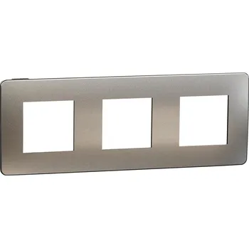 Schneider Electric NU280656M Unica Studio Metal - Krycí rámeček trojnásobný, White Aluminium/Černý