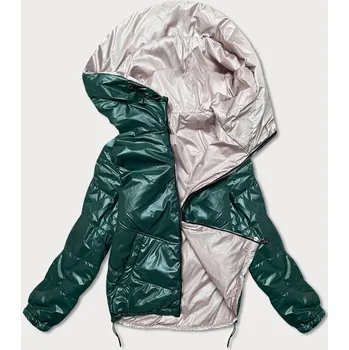 Zelená/béžová dámská oboustranná bunda Ż (BH-2204) odstíny zelené XL (42)