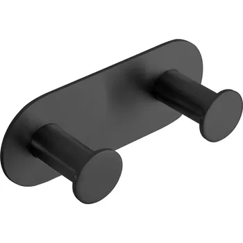 Držák na ručník SAPHO X-ROUND BLACK samolepící dvojháček, černá mat