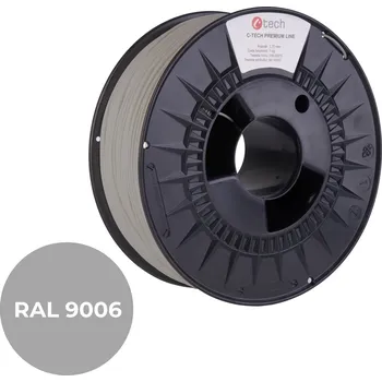 Příslušenství k 3D tiskárně Tisková struna (filament) C-TECH PREMIUM LINE, PLA, bílý hliník, RAL9006, 1,75mm, 1kg 3DF-P-PLA1.75-9006
