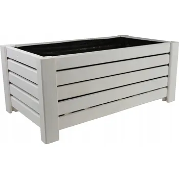 Květináč Květináč dřevěný bílý 60 cm x 33 cm x 25 cm