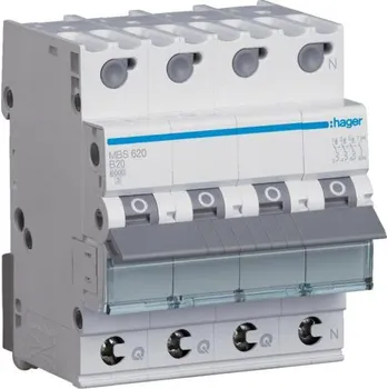 Jistič Hager MBS620 Jistič 3 + N pól. 20A, char.B, 6 kA, bezšroubové svorky